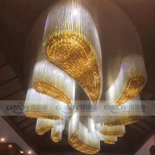中山灯具厂宴会厅水晶灯花瓣造型