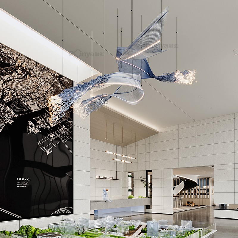 酒店大堂别墅会所个性定制大吊灯现代简约造型售楼部创意装饰灯具