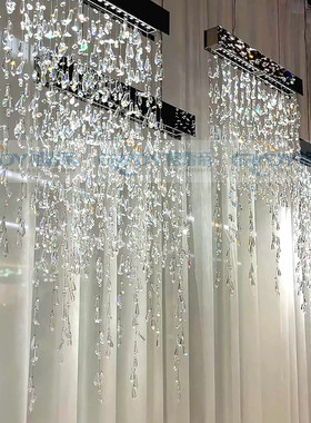 水晶长吊灯瀑布餐厅灯后现代轻奢