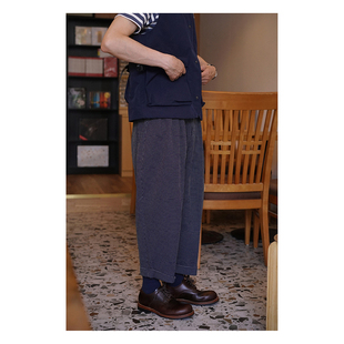 进口面料复古多褶高腰宽松锥形九分裤 Pants Dot HighWaist