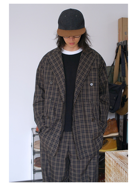 PeakLapel DblBreasted Oversize手工毛边宽松廓形双排扣西装外套