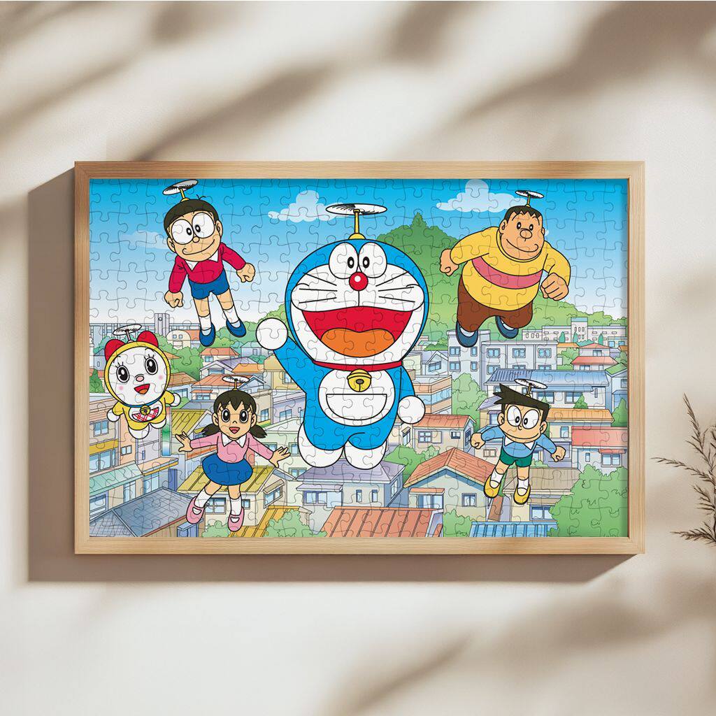 哆啦a梦木质拼图70/120/相框/画框