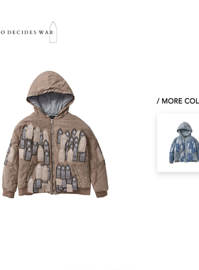 WHO DECIDES WAR 25FW 高街复古窗户与阴影层次贴布拉链工装夹克
