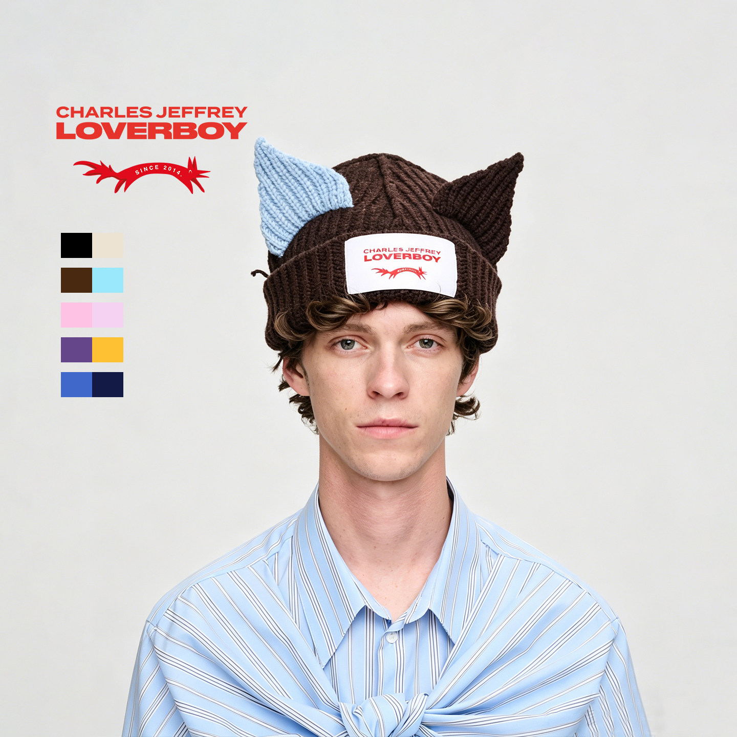 【林汉洲同款】Charles Jeffrey LOVERBOY 26SS 猫耳粗毛线针织帽