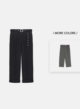 【Overflow】JIL SANDER 25FW 男士开织羊毛多孔铆钉腰带直筒长裤