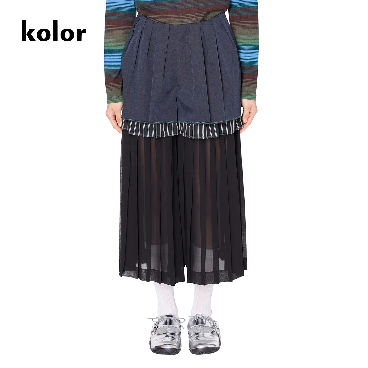 【日系先锋】KOLOR 阿部润一26SS女士三层解构叠穿设计百褶裙裤