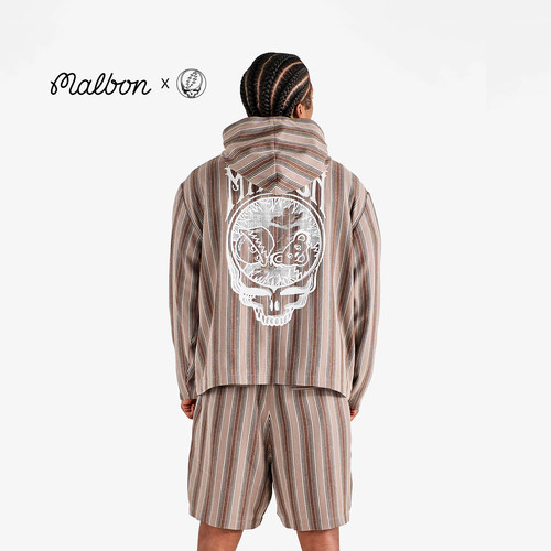 MALBON联名款条纹纽扣连帽夹克