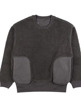 OVERFLOW 春季摇粒绒羊羔绒宽松刺绣拼接抓绒卫衣