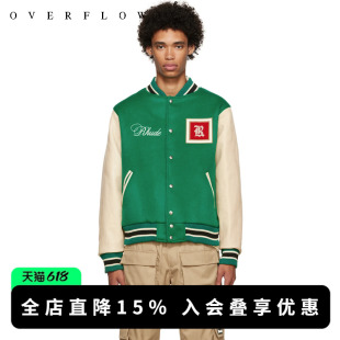 春季 复古毛巾布刺绣logo羊毛皮袖 美国小众品牌 RHUDE 棒球服夹克