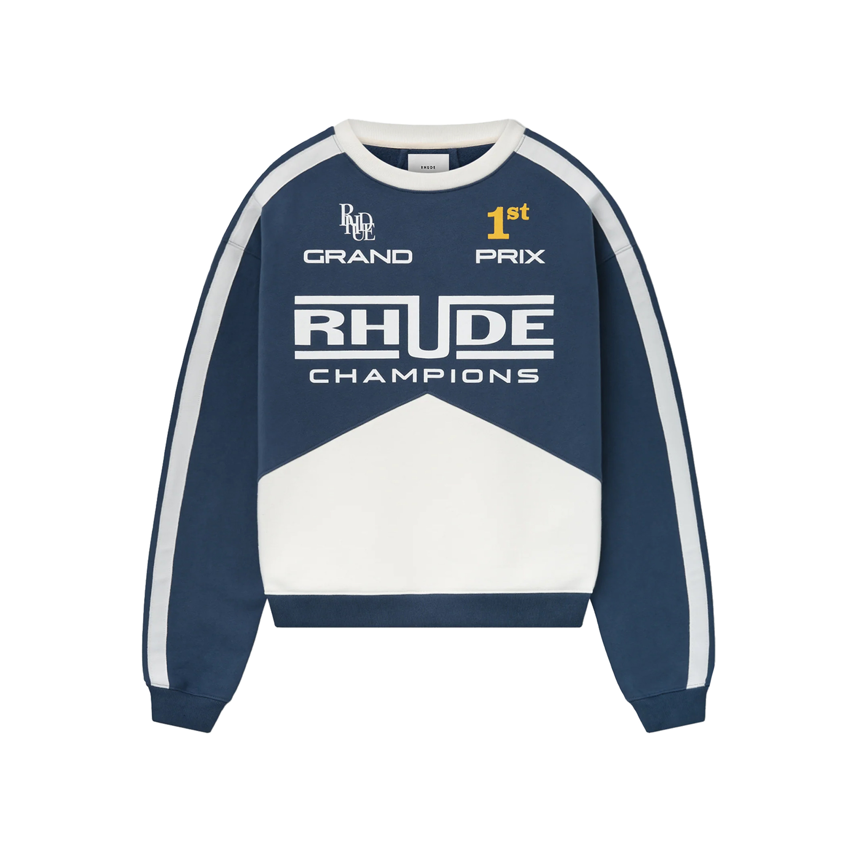 RHUDE 美国品牌 百搭日常logo字母印花拼色潮流宽松长袖圆领卫衣