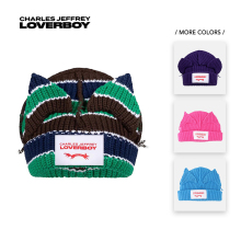 Charles Jeffrey LOVERBOY 25FW 猫耳猪猪帽标贴纯棉针织厚毛线帽