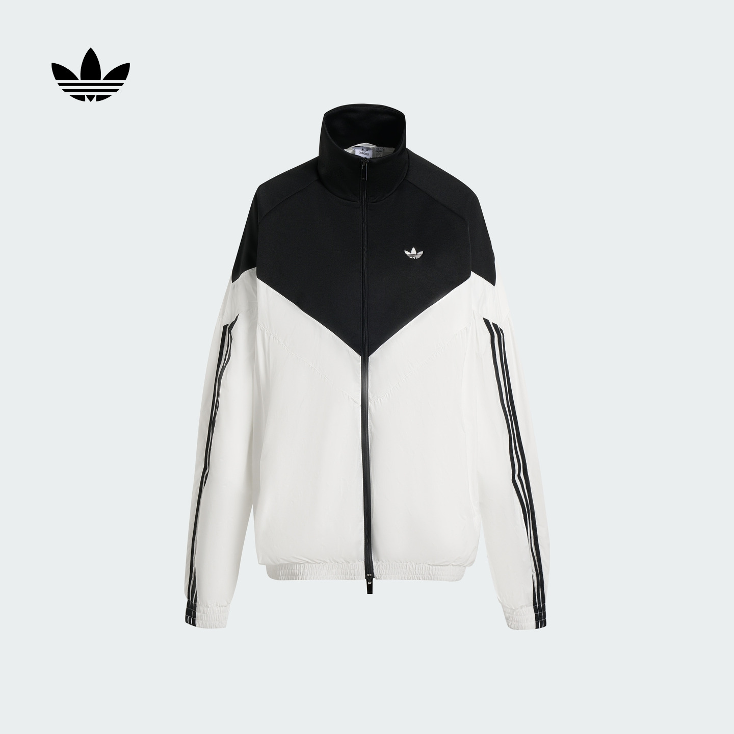 阿迪达斯三叶草女灯笼袖拼接外套