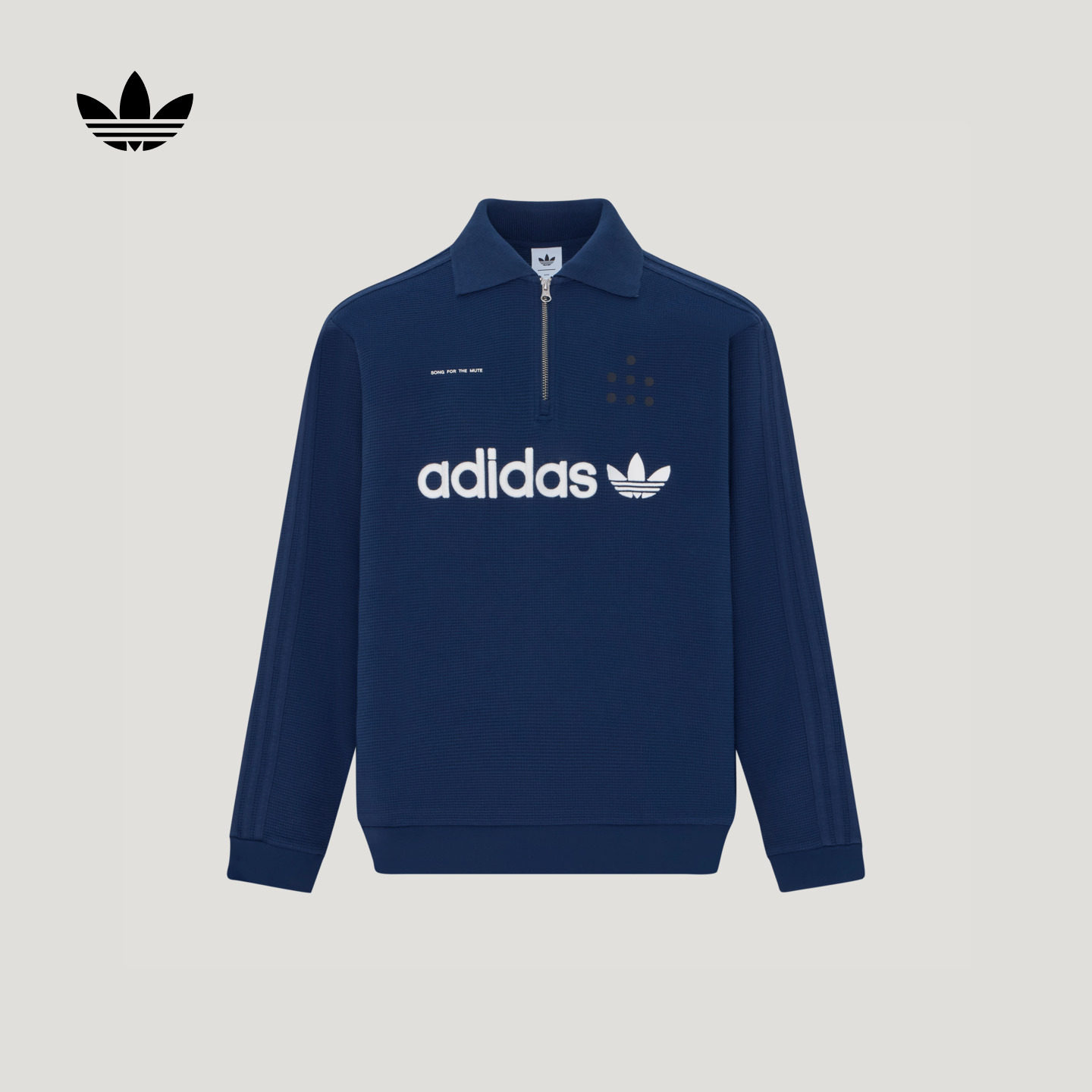SFTM联名华夫格半拉链运动长袖POLO衫男女adidas阿迪达斯三叶草