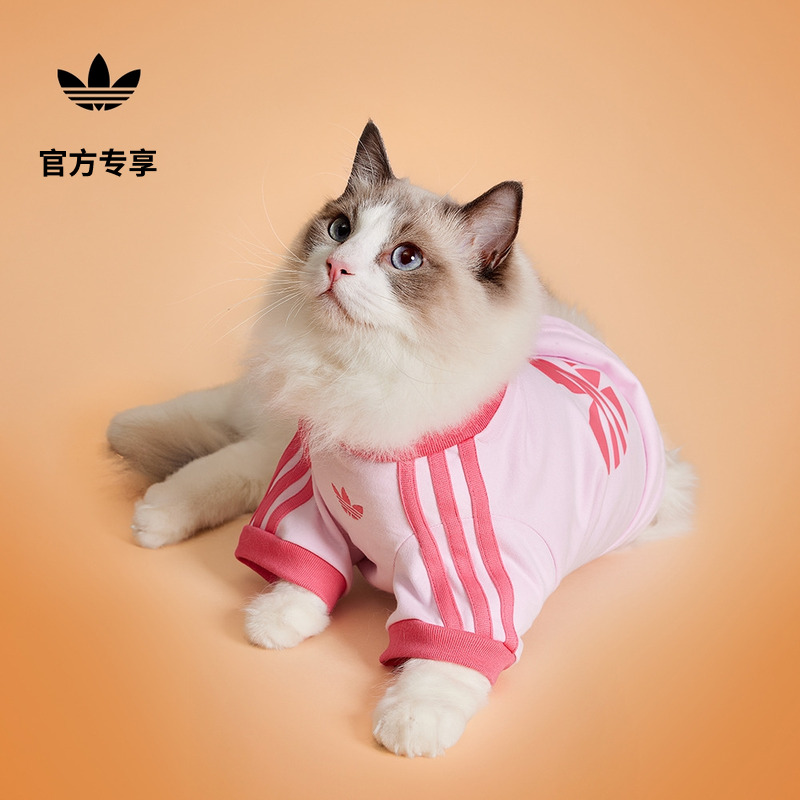 阿迪达斯三叶草宠物三条纹T恤