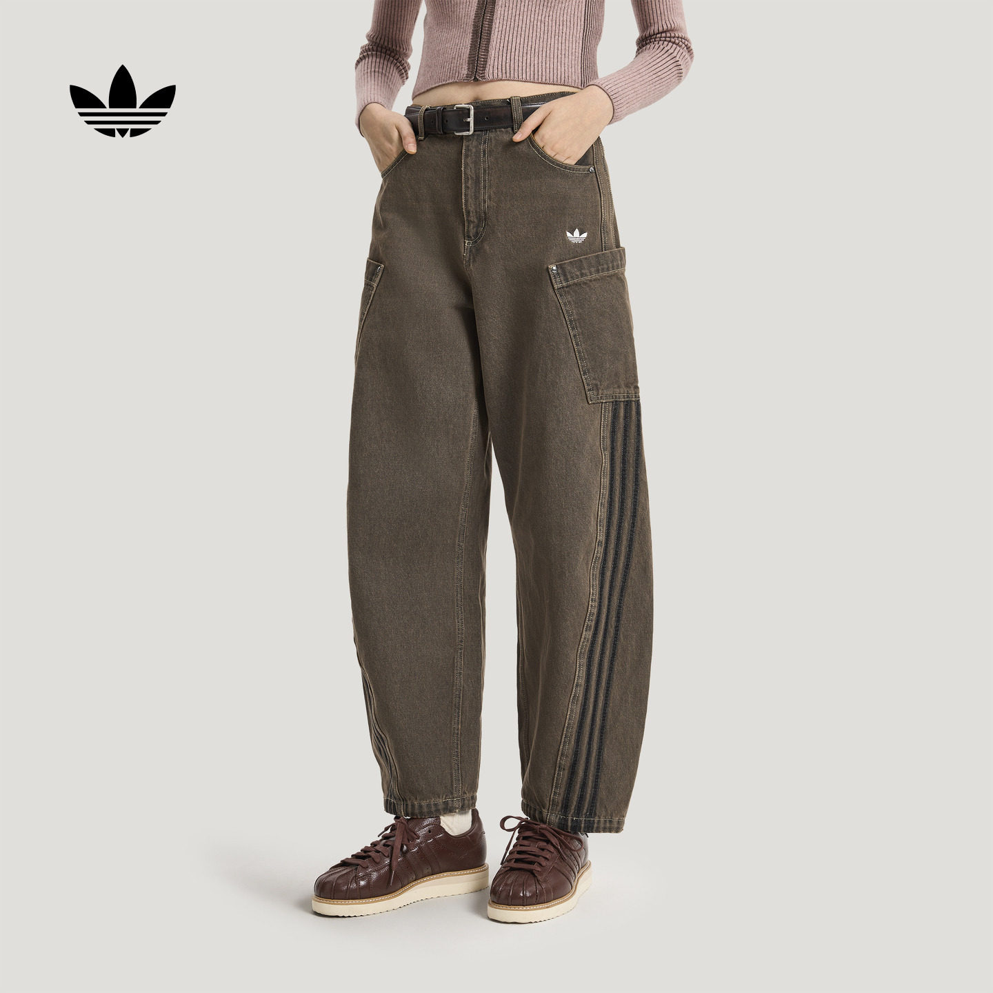 宽松休闲百搭气质优雅牛仔运动裤女装adidas阿迪达斯三叶草,运动服/休闲服装,运动长裤,淘宝优惠券,粉丝福利购,淘宝优惠卷