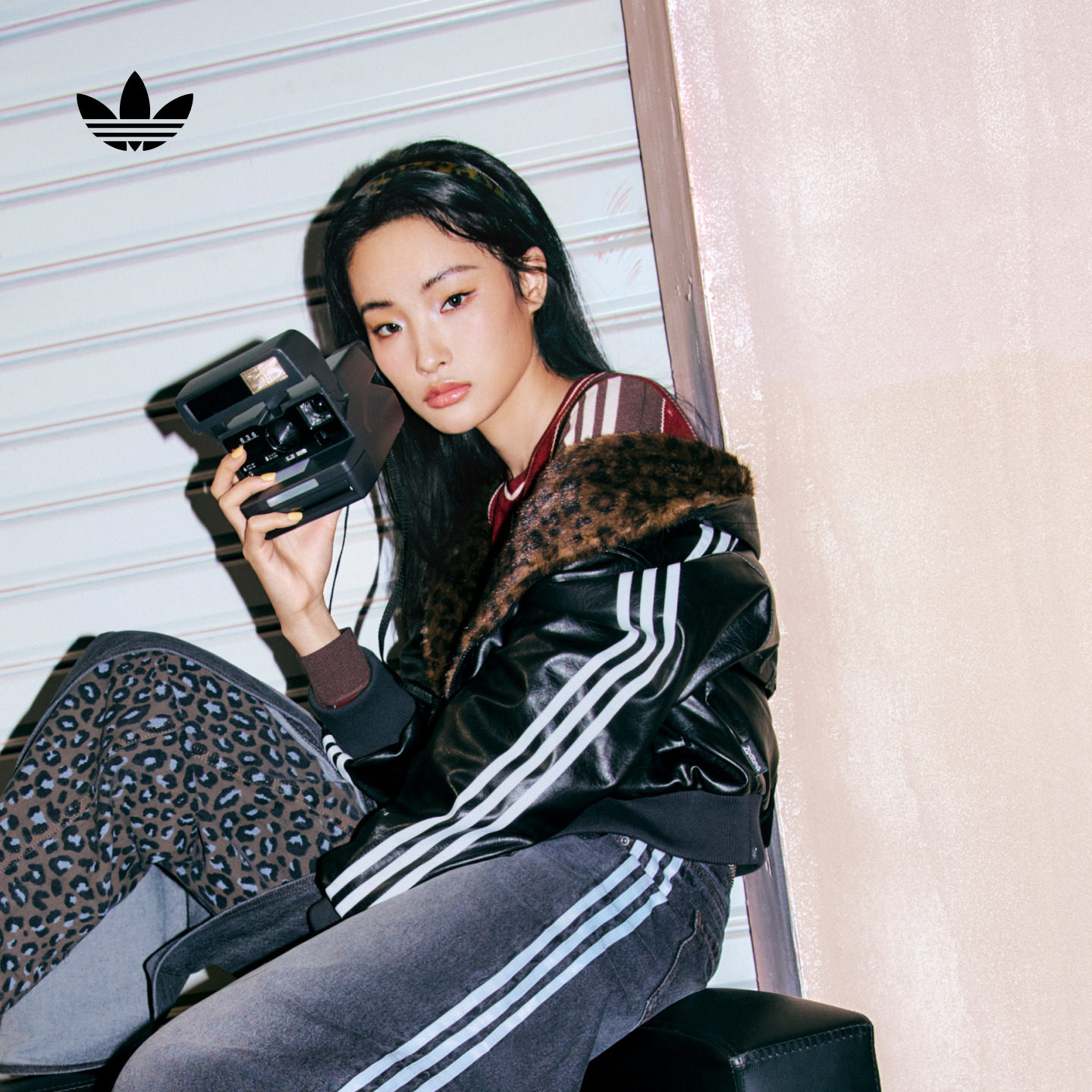 疯狂动物城联名双面穿豹纹加绒仿皮夹克外套adidas阿迪达斯三叶草