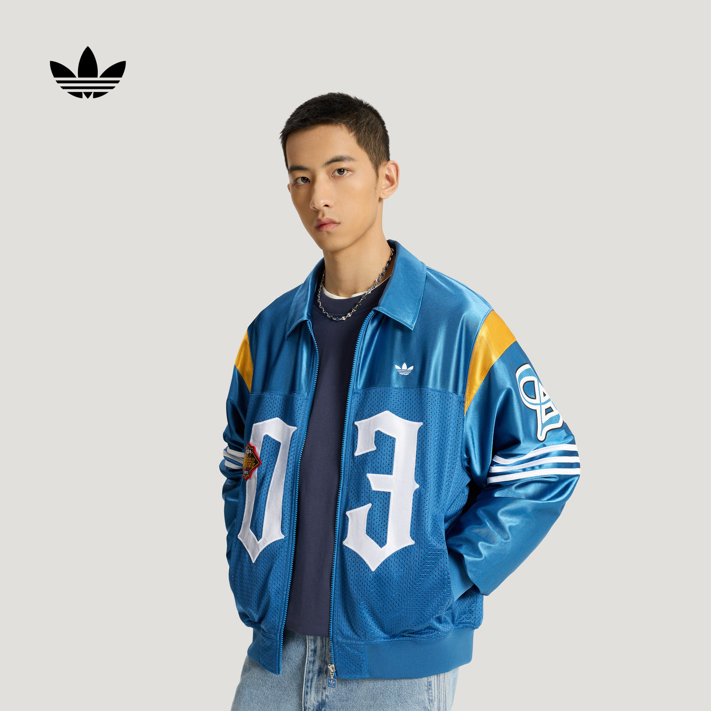 经典宽松拼接运动夹克薄外套男装春季新款adidas阿迪达斯三叶草
