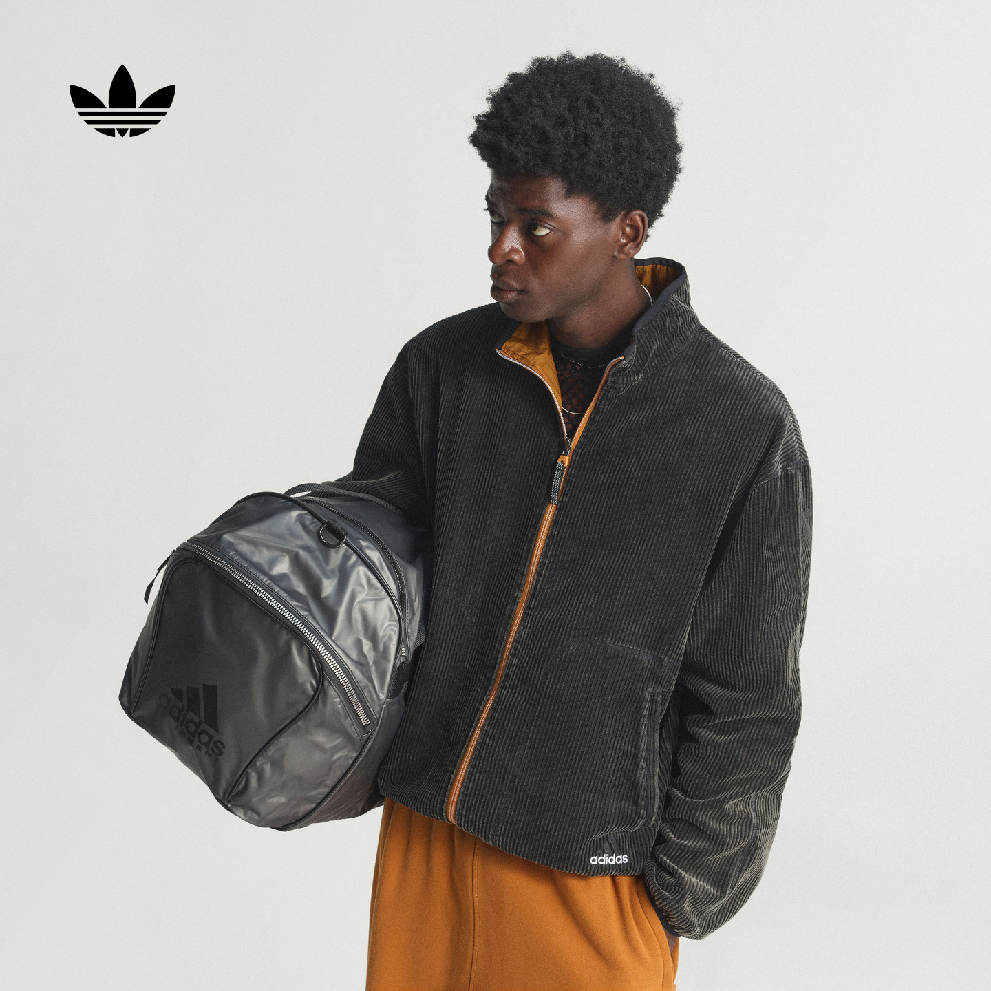 双面穿灯芯绒运动夹克外套男秋冬adidas Originals阿迪达斯三叶草