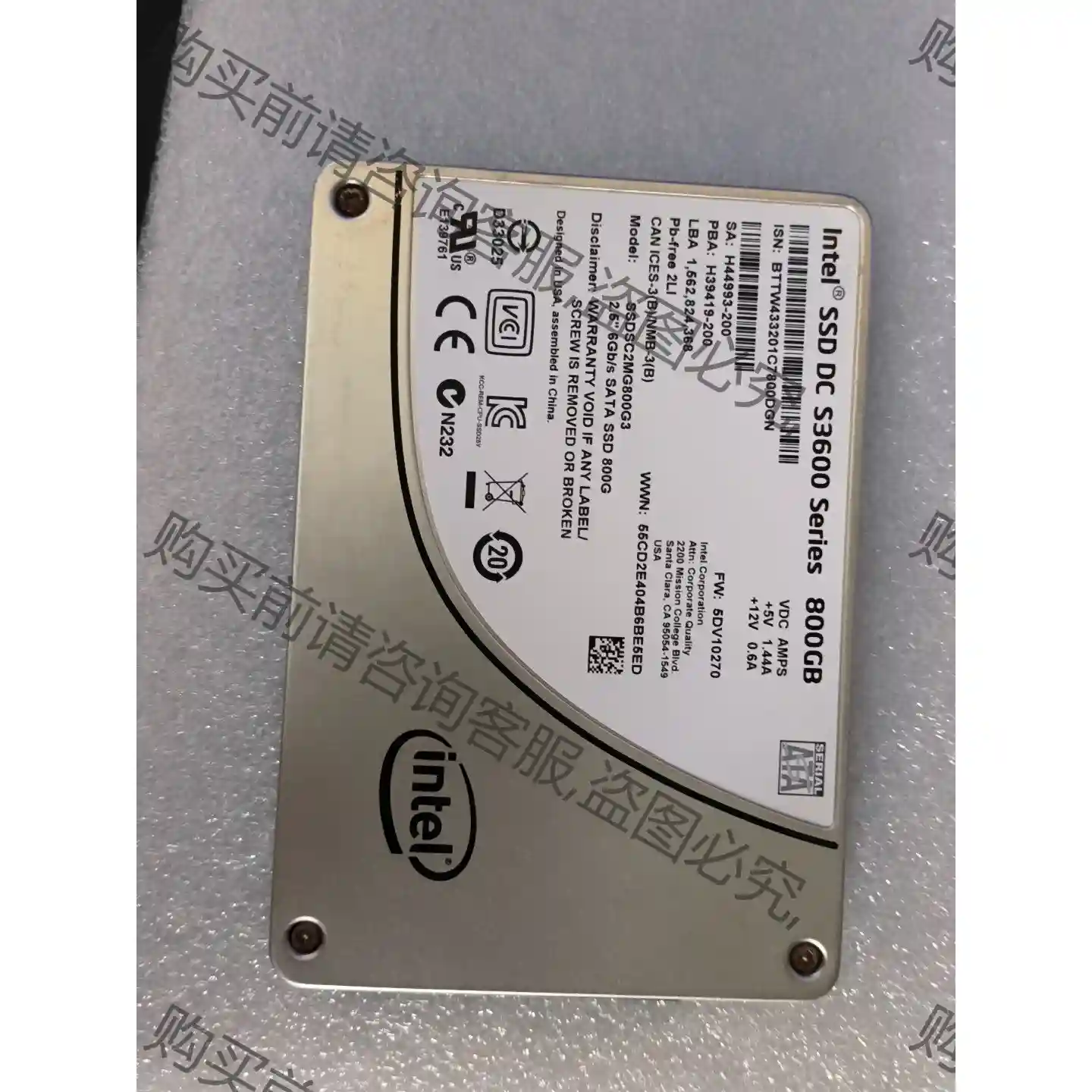intel英特尔S3600 800G企业级固态硬盘mlc颗粒 议价再拍 拆机件