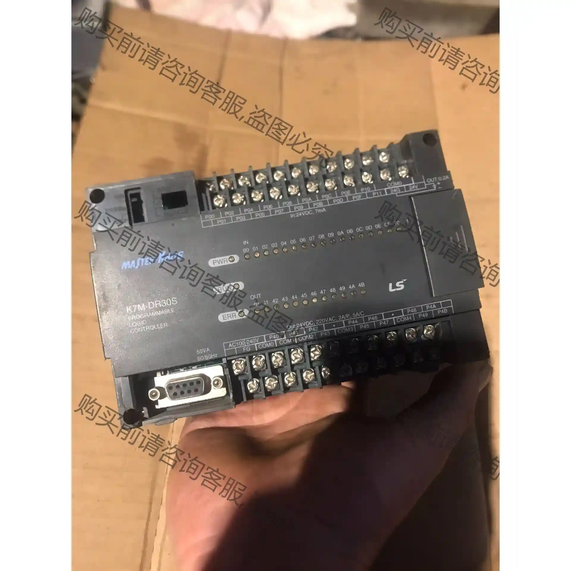 K7M-DR30S电产PLC,拆机的,包好,成色如图,有磕碰 议价再拍 拆