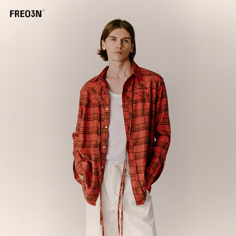 早秋小众飘带拼接衬衫ins同款