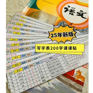 26年新版一年级下册语文写字表200字课课贴部首音序笔顺笔画组词