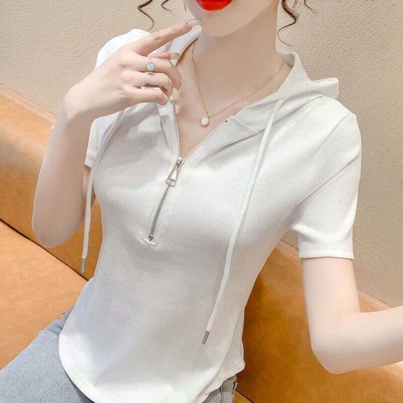 2026夏款半拉链简约连帽