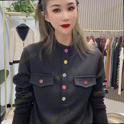 德绒高级感立领长袖T恤女秋季新款大码显瘦内搭打底衫妈妈装上衣