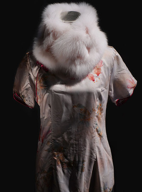 狐狸毛镶獭兔毛真毛围脖秋冬女皮草毛绒围巾中国风毛毛围巾毛领子