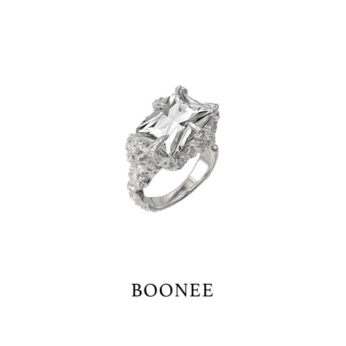 BOONEE肌理感方形锆石戒指