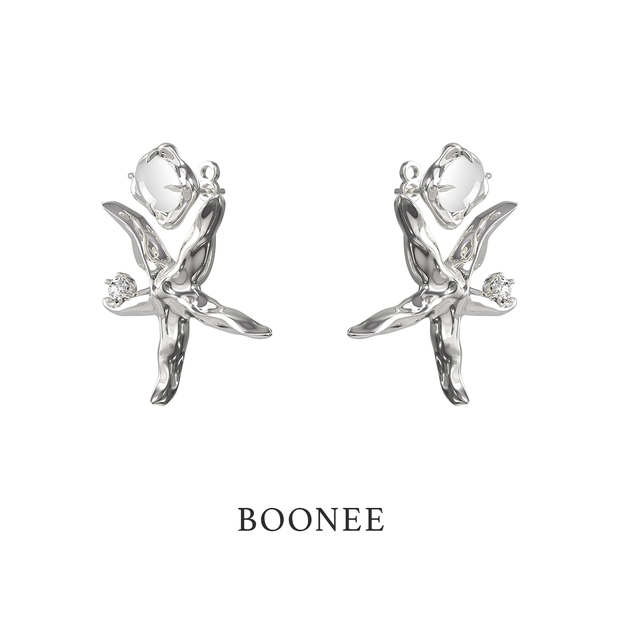 BOONEE海星清透宝石两用耳环