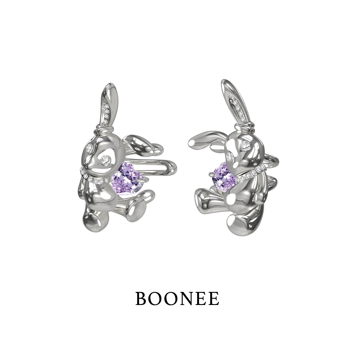 BOONEE紫钻小兔子耳夹