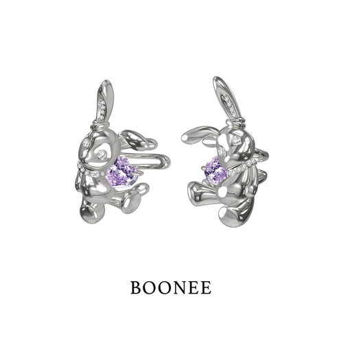 BOONEE紫钻小兔子耳夹