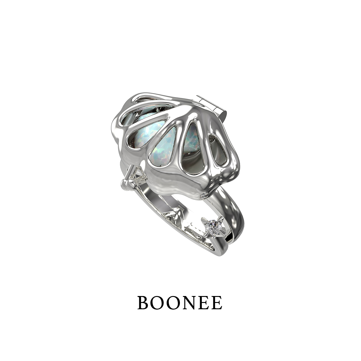 BOONEE贝壳欧泊可开盖戒指