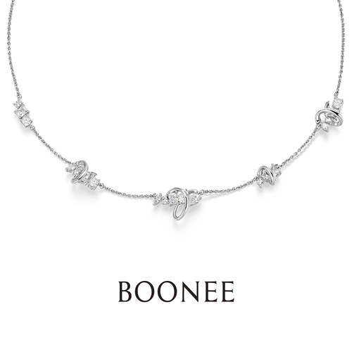 BOONEE曲线环绕锆石不规则项链
