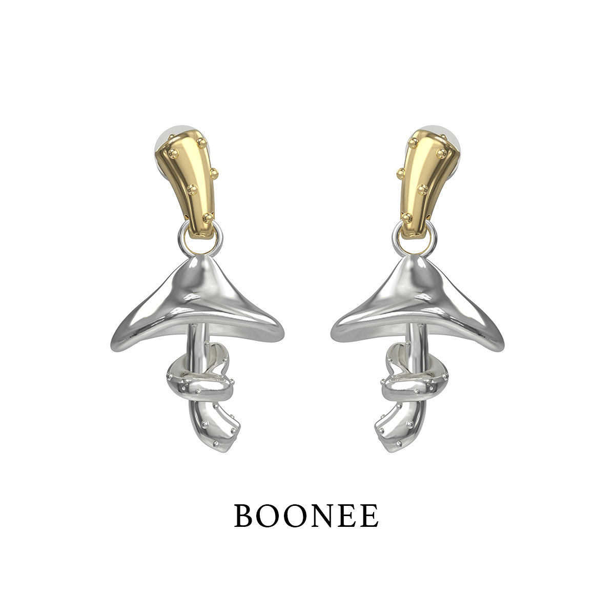 BOONEE立体蘑菇拼色耳环