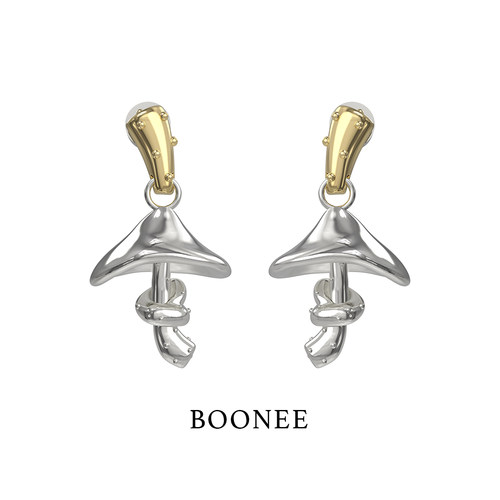 BOONEE立体蘑菇拼色耳环