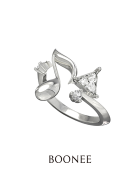 BOONEE音符戒指女小众设计感简约开口戒可调节指环