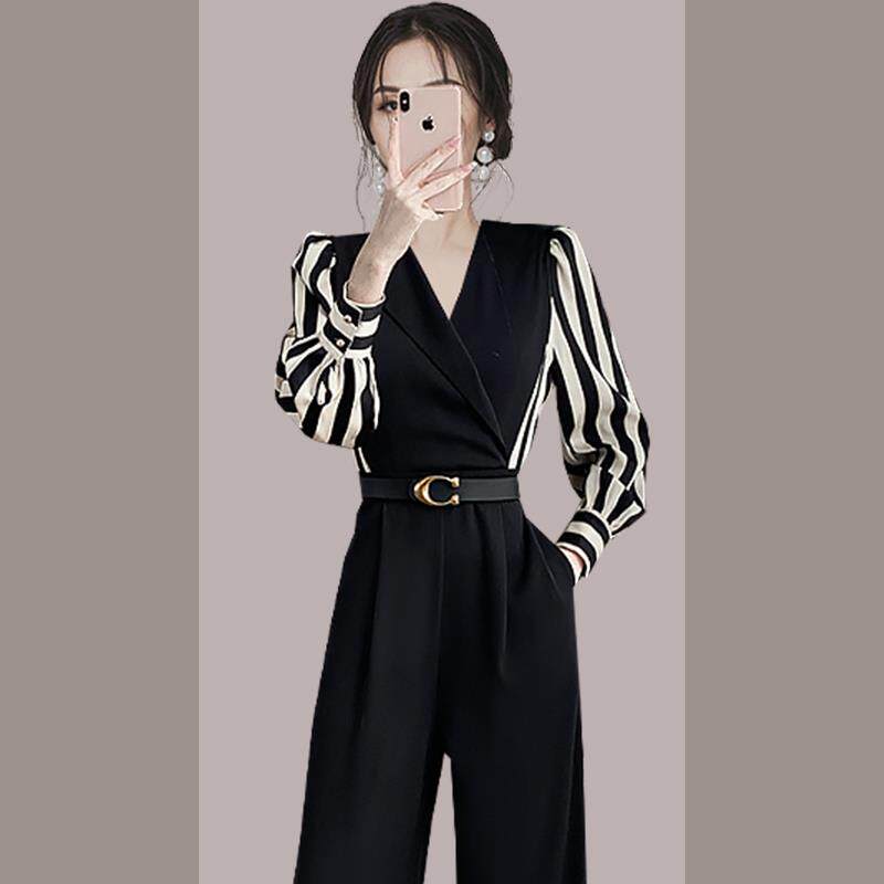 BLLOUKE女神范气质时尚连体裤套装女2024秋季新款洋气时髦阔腿裤