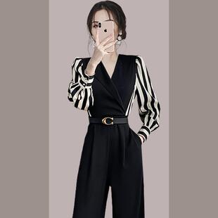 BLLOUKE女神范气质时尚连体裤套装女2024秋季新款洋气时髦阔腿裤