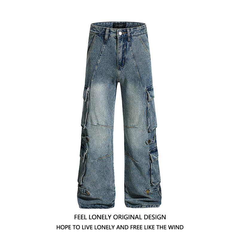 美式复古水洗工装牛仔裤
