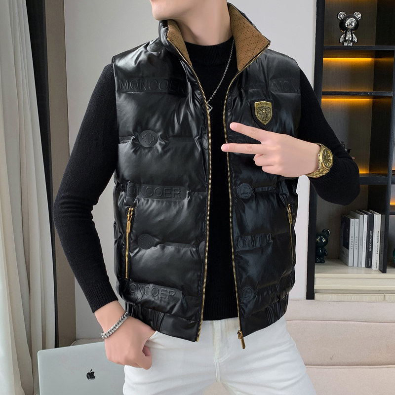 羽绒马甲男2025年冬季新款潮流亮面帅气男士无袖轻薄保暖坎肩外套