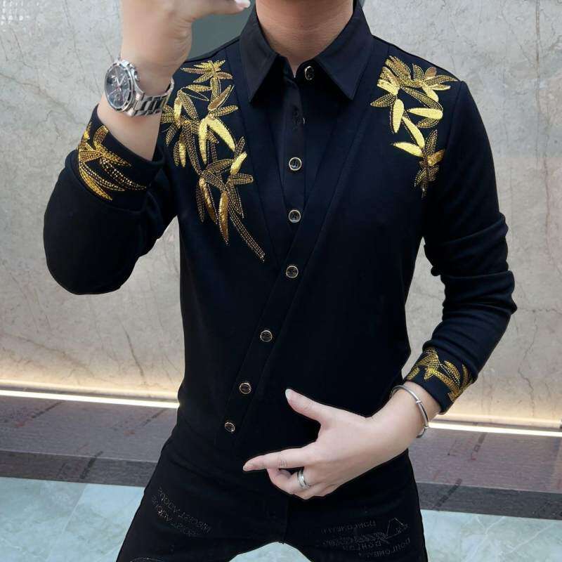 欧货春秋季2025新款男士长袖T恤POLO衫衬衫领卫衣男款轻奢男装帅