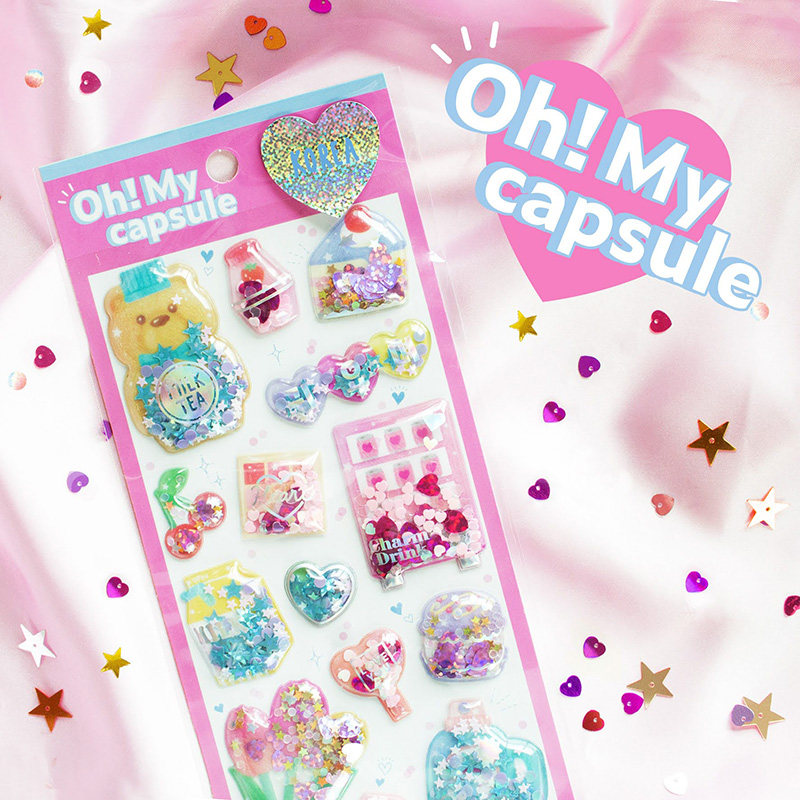 日本mind wave甜蜜摇摇系列亮片流沙立体闪亮镭射贴纸甜点梦幻饮品糖果家具手机相框DIY手工装饰贴画儿童奖励