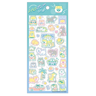 日本mind wave贴纸可爱卡通设计人气角色复古系列咕噜猫柴犬吱吱豆脱兔酱手帐日记相册咕卡装饰拼贴素材贴画
