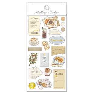 日本mind wave贴纸甘美醇香系列写实风格金箔装饰花叶咖啡文具甜品女生礼物手帐日记相册手机拼贴素材贴画