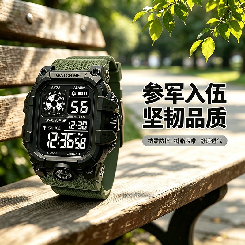 当兵入伍防水战术电子表图片