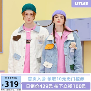国潮情侣装 LITLAB小熊玩偶牛仔外套宽松个性 潮流休闲春季 夹克