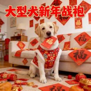 拉布拉多专用狗狗新年衣服战袍大型犬幼犬过年穿的冬季棉衣拜年服