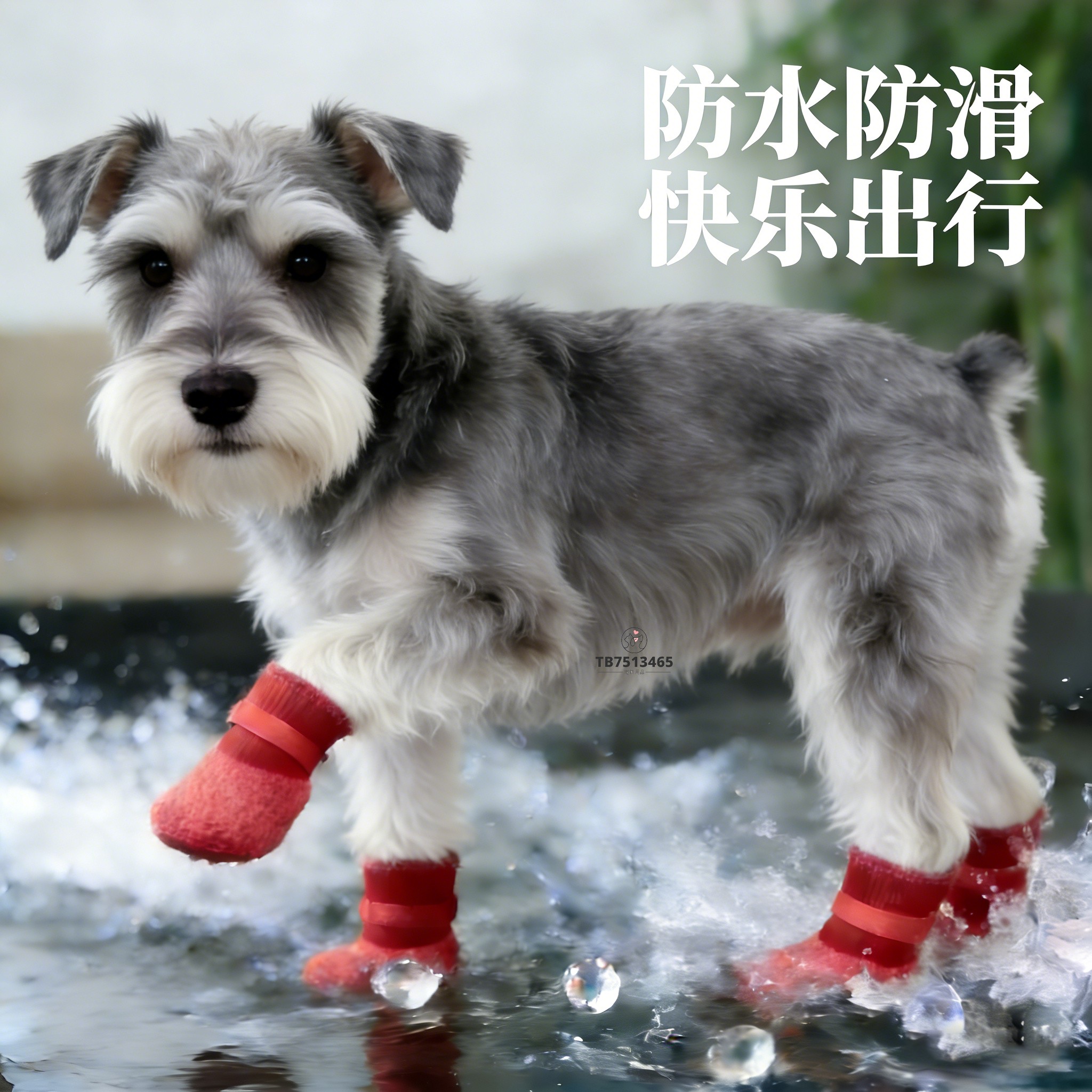 雪纳瑞专用狗鞋子小型犬冬季软底甩不掉狗狗袜子外出脚套防水防脏
